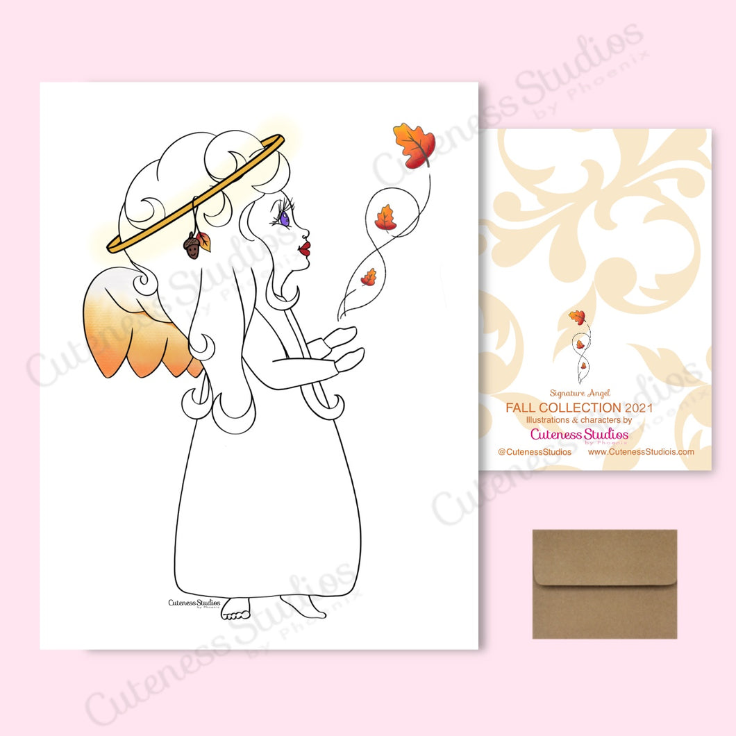 Signature Angel with Leaves Card