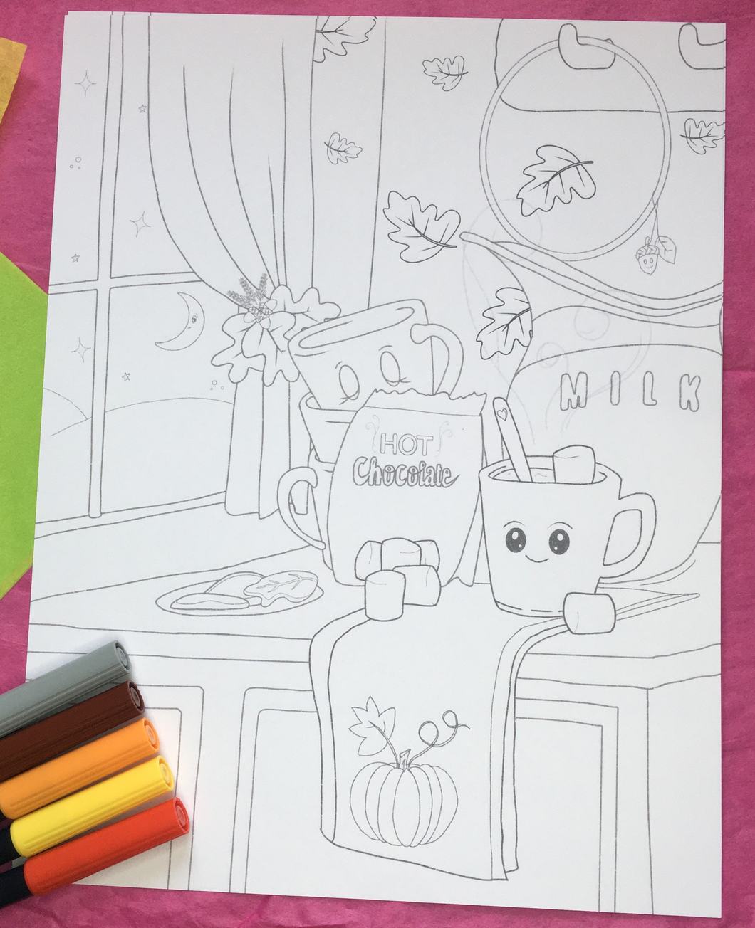 Hot Cocoa in the Kitchen Coloring Page